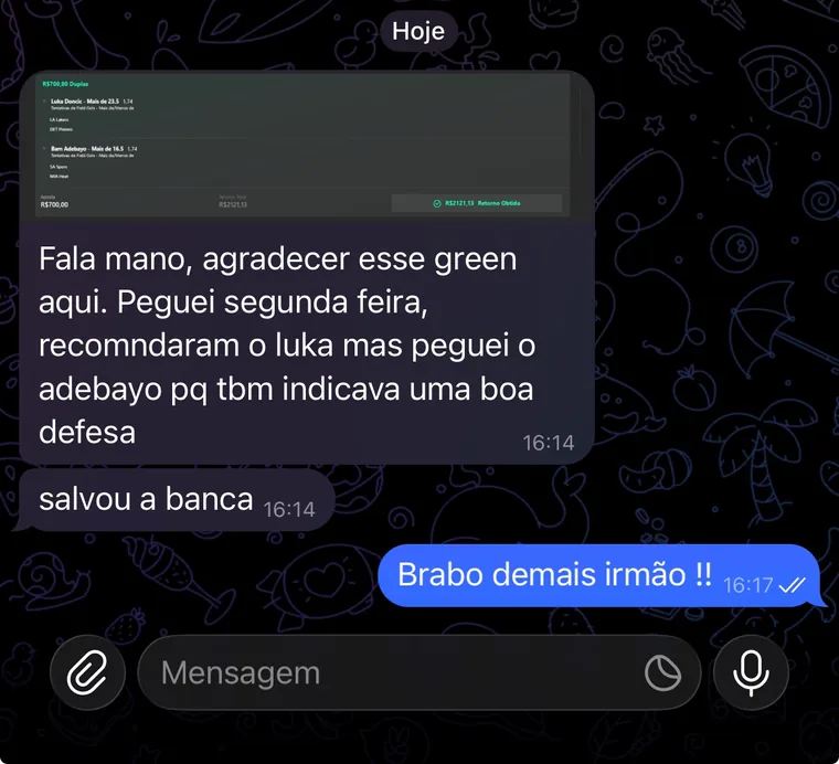 Print de mensagem real de assinante
