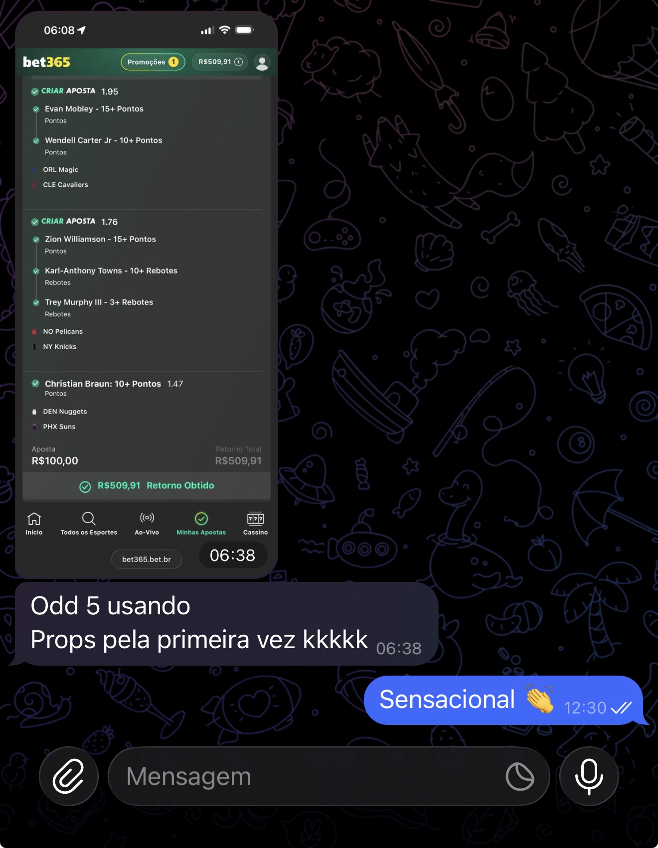 Print de mensagem real de assinante