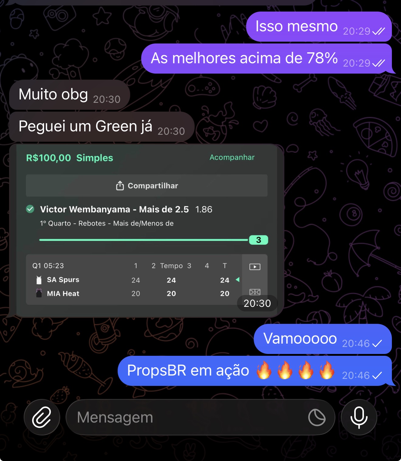 Print de mensagem real de assinante